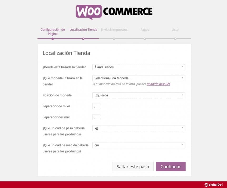 Configurar localización de tienda en WooCommerce