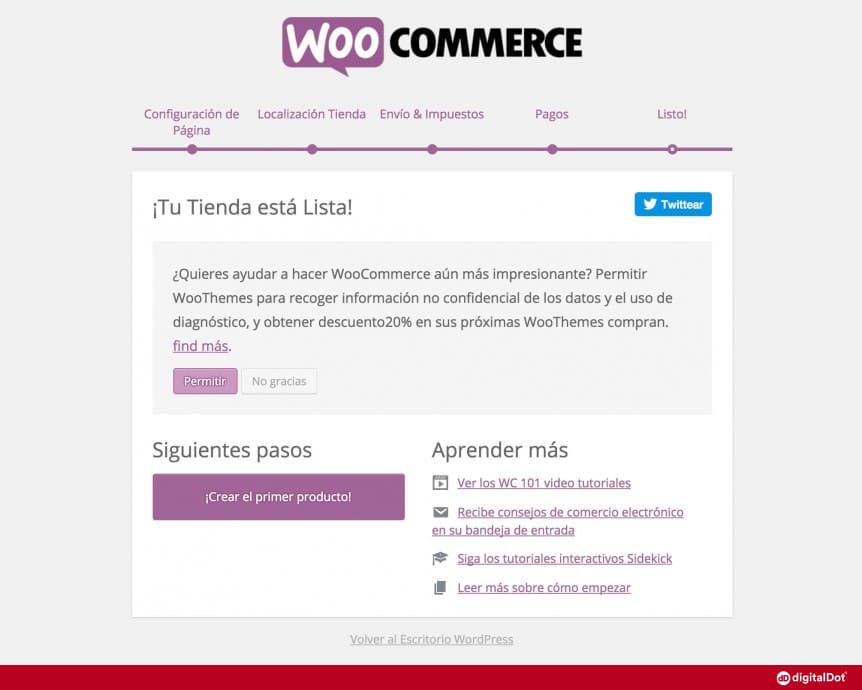 Terminar de configurar el plugin de WooCommerce