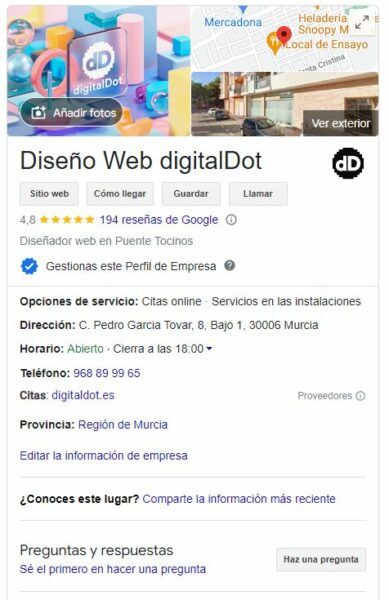 Ficha Business Profile digitalDot